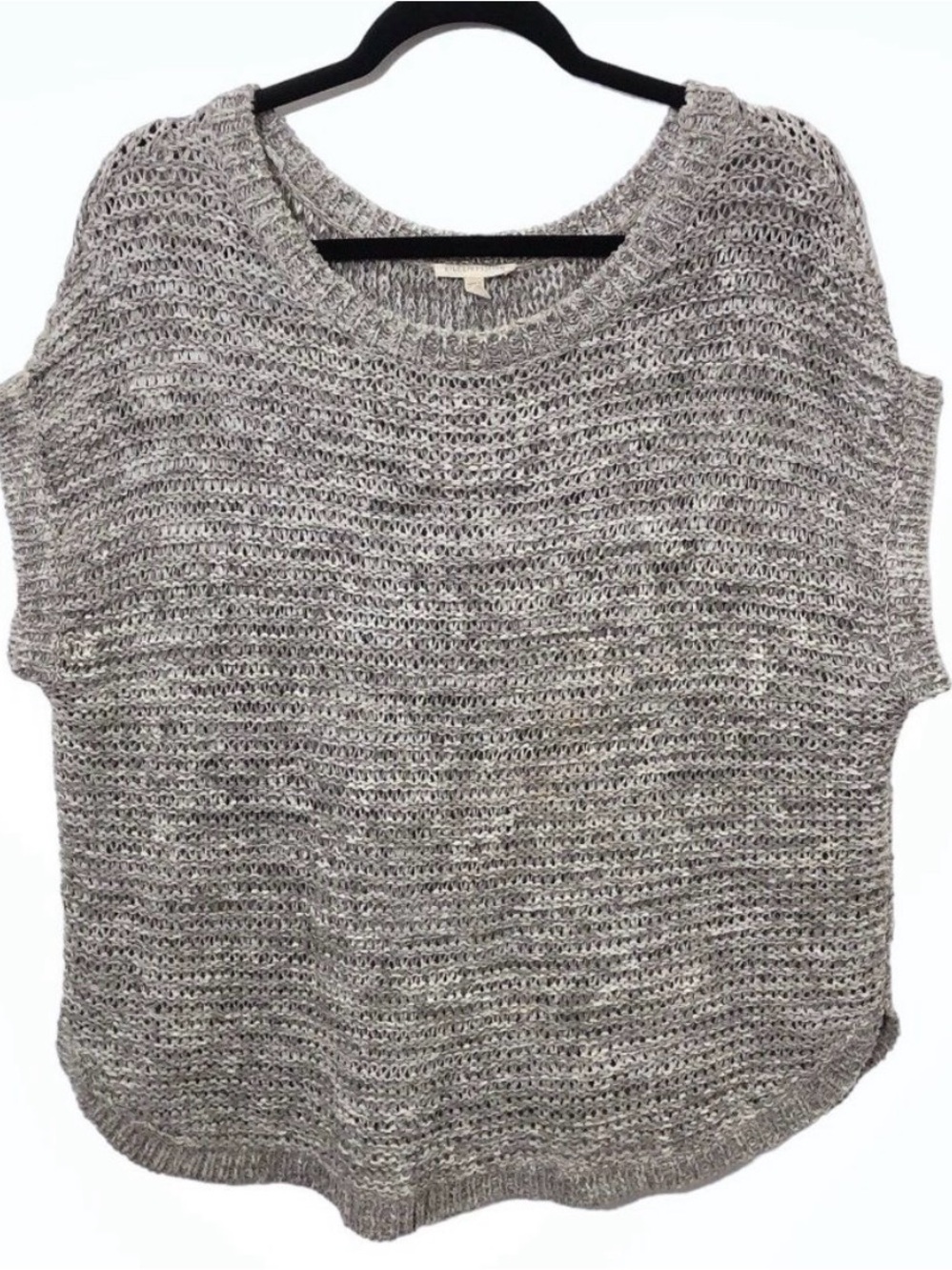 Eileen Fisher Gray Open-Knit Scoop Neck Sweater Nautical, Minimalist, Classy